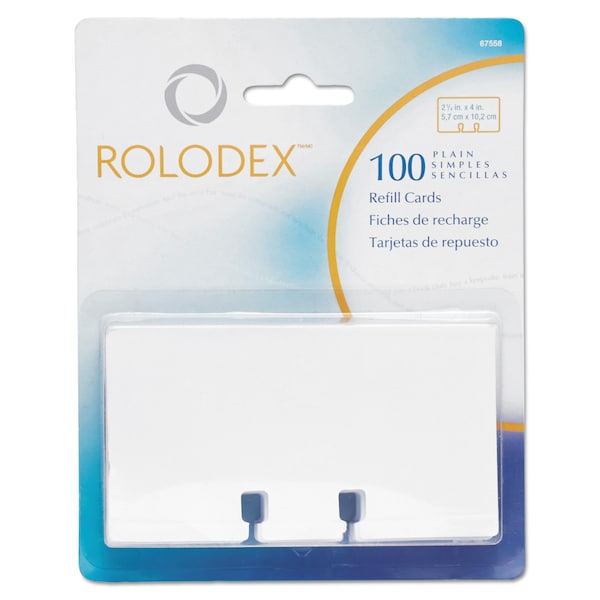 Rolodex Card, Refill, 2.25x4", White, PK100 71691